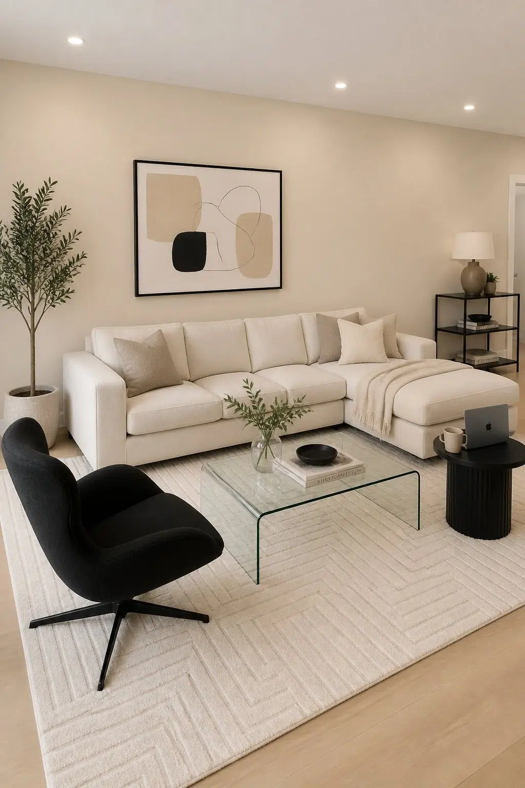A contemporary living room painted in Chopsticks