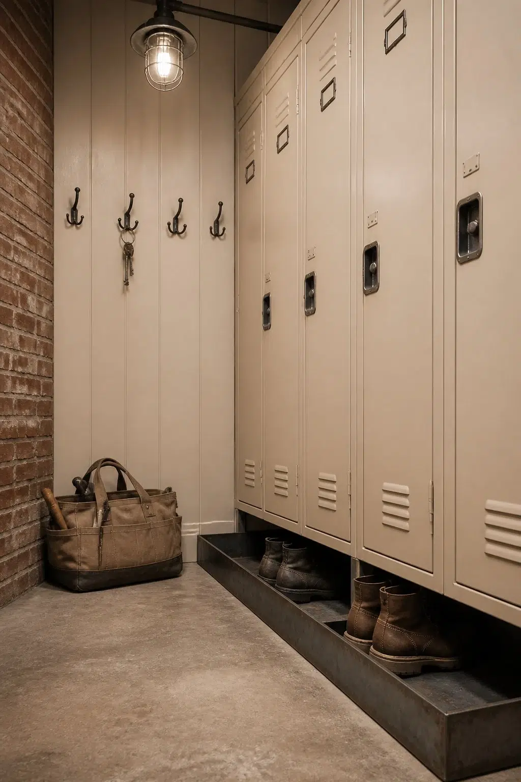 Chopsticks paint in a industrial mudroom