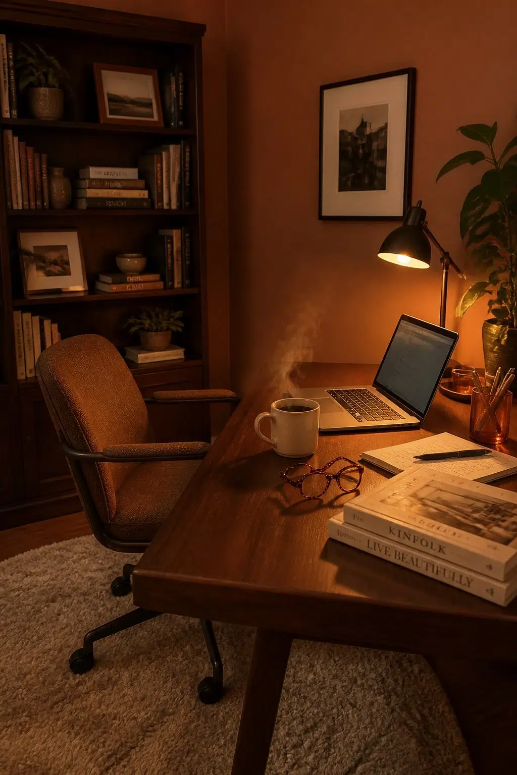 Sherwin-Williams Chrysanthemum in a warm home office
