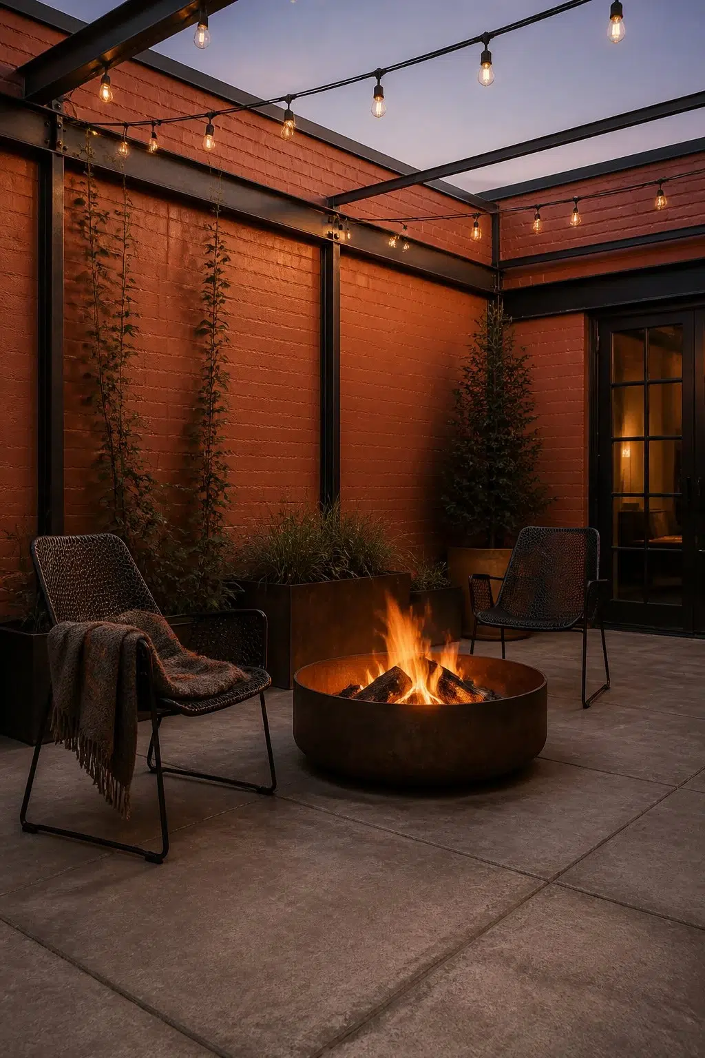 industrial patio featuring Chrysanthemum by Sherwin-Williams