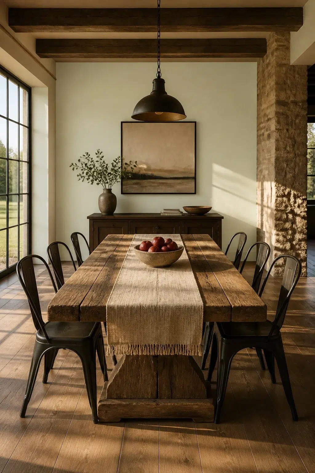 Citrine paint in a rustic modern dining room