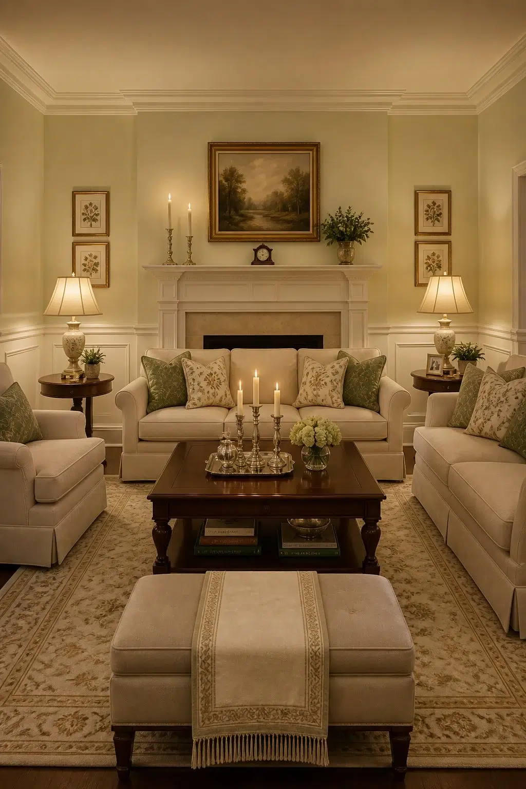 A traditional living room painted in Citrine