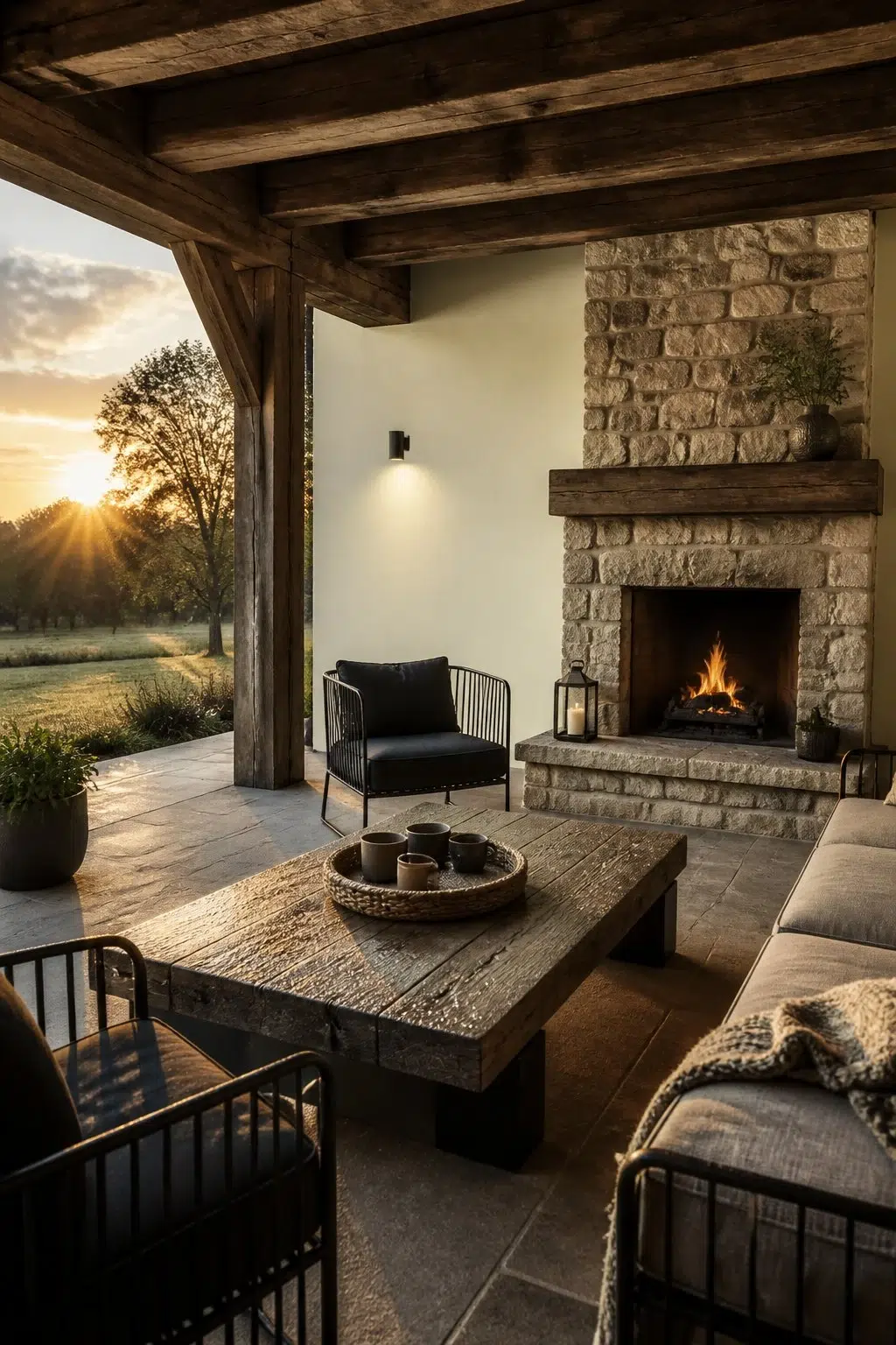 rustic modern patio featuring Citrine by Sherwin-Williams