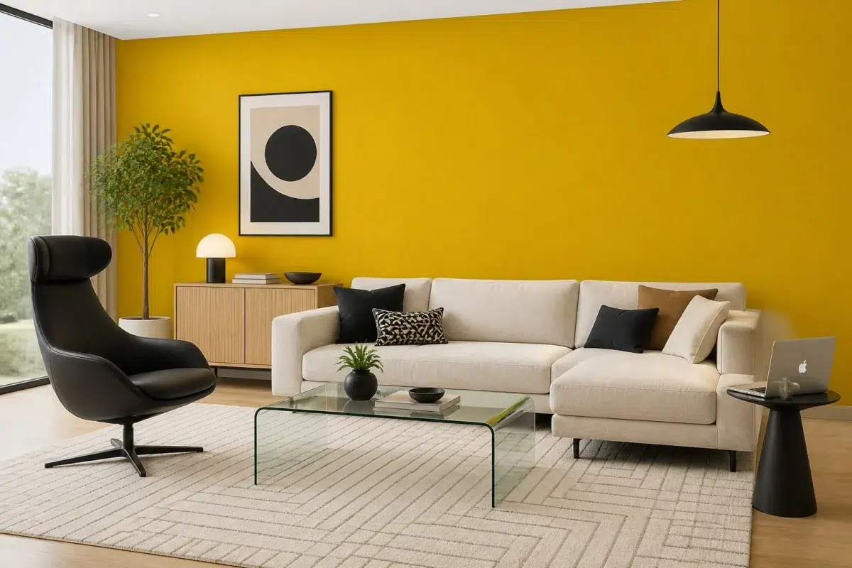 Citronella paint color — Living Room (Contemporary)