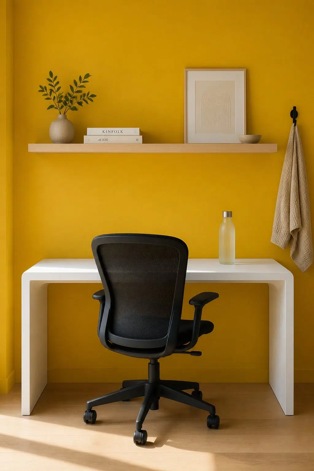 Sherwin-Williams Citronella in a minimalist home office