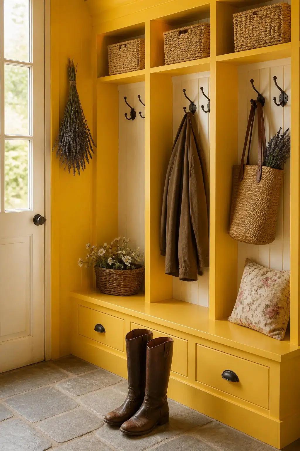 Citrus paint in a cottagecore mudroom