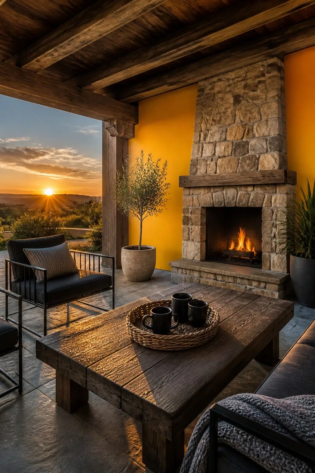 rustic modern patio featuring Citrus by Sherwin-Williams