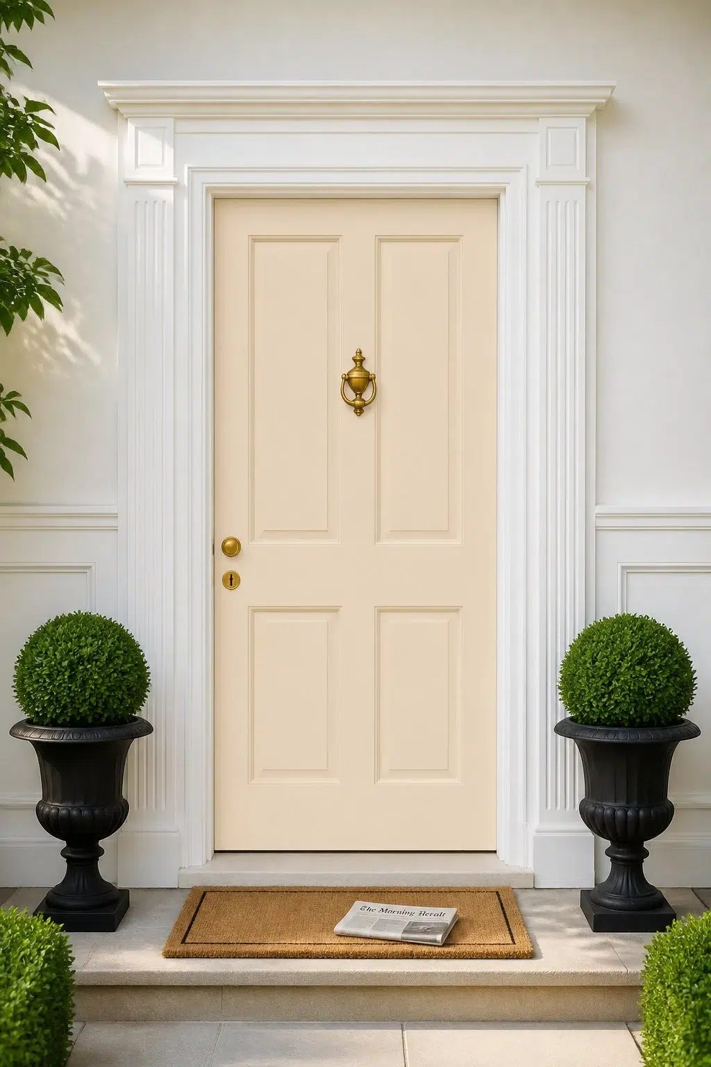 traditional front door featuring Classic Ivory by Sherwin-Williams