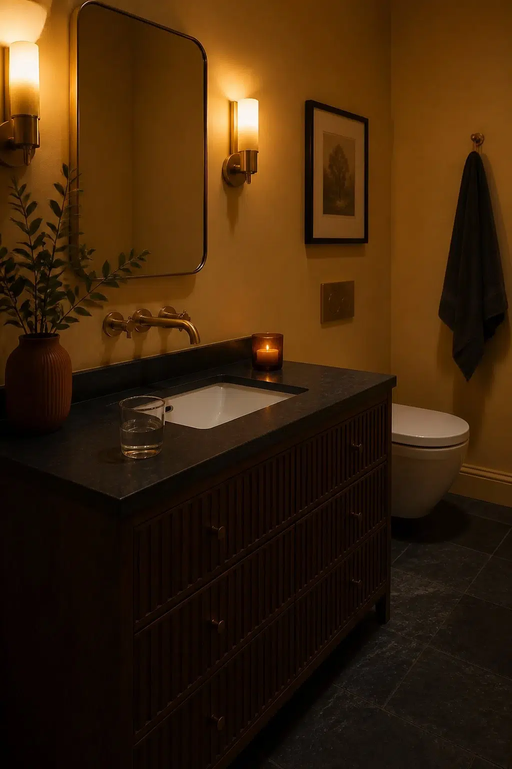 Classical Gold — moody bathroom