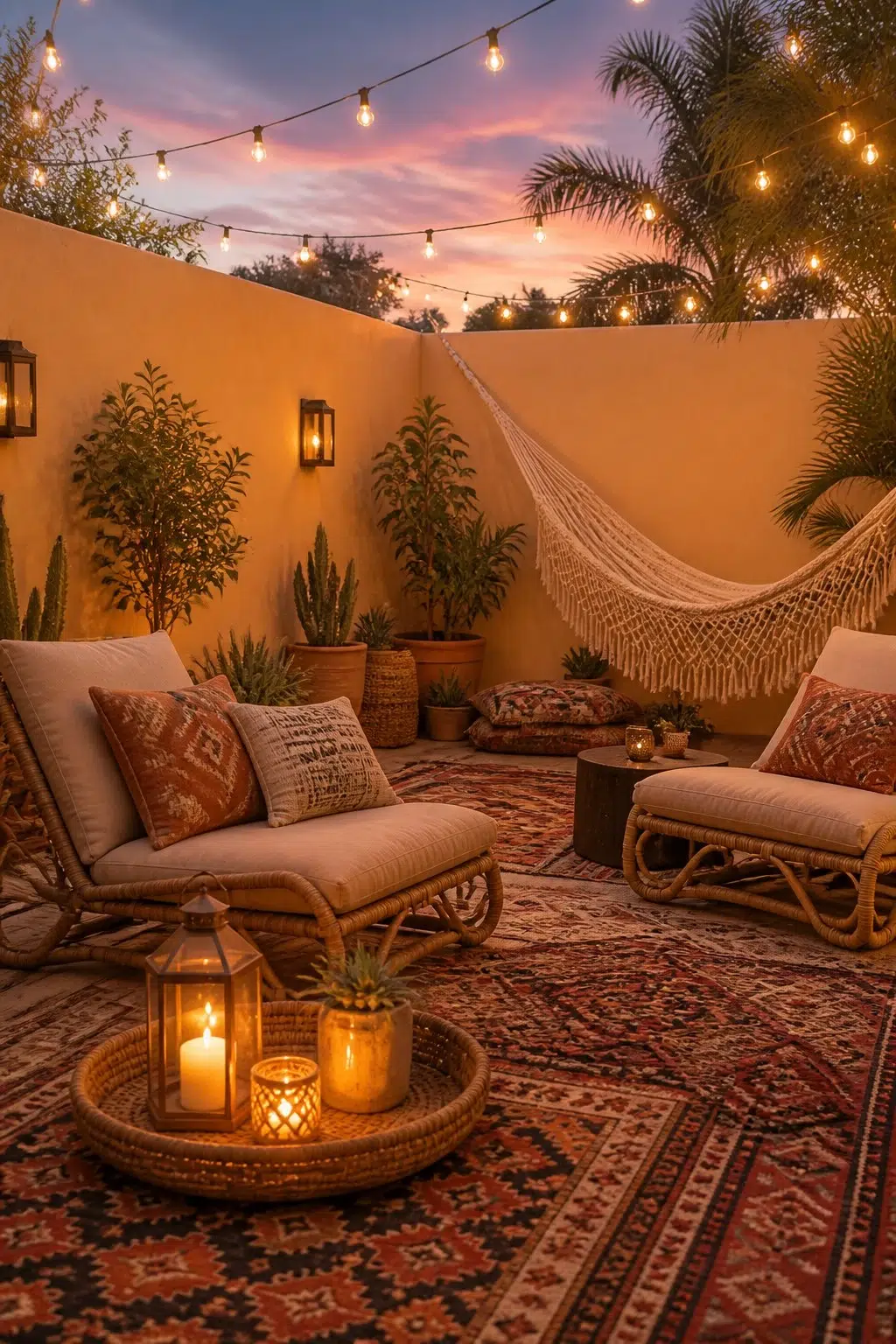 boho patio featuring Classical Gold by Sherwin-Williams