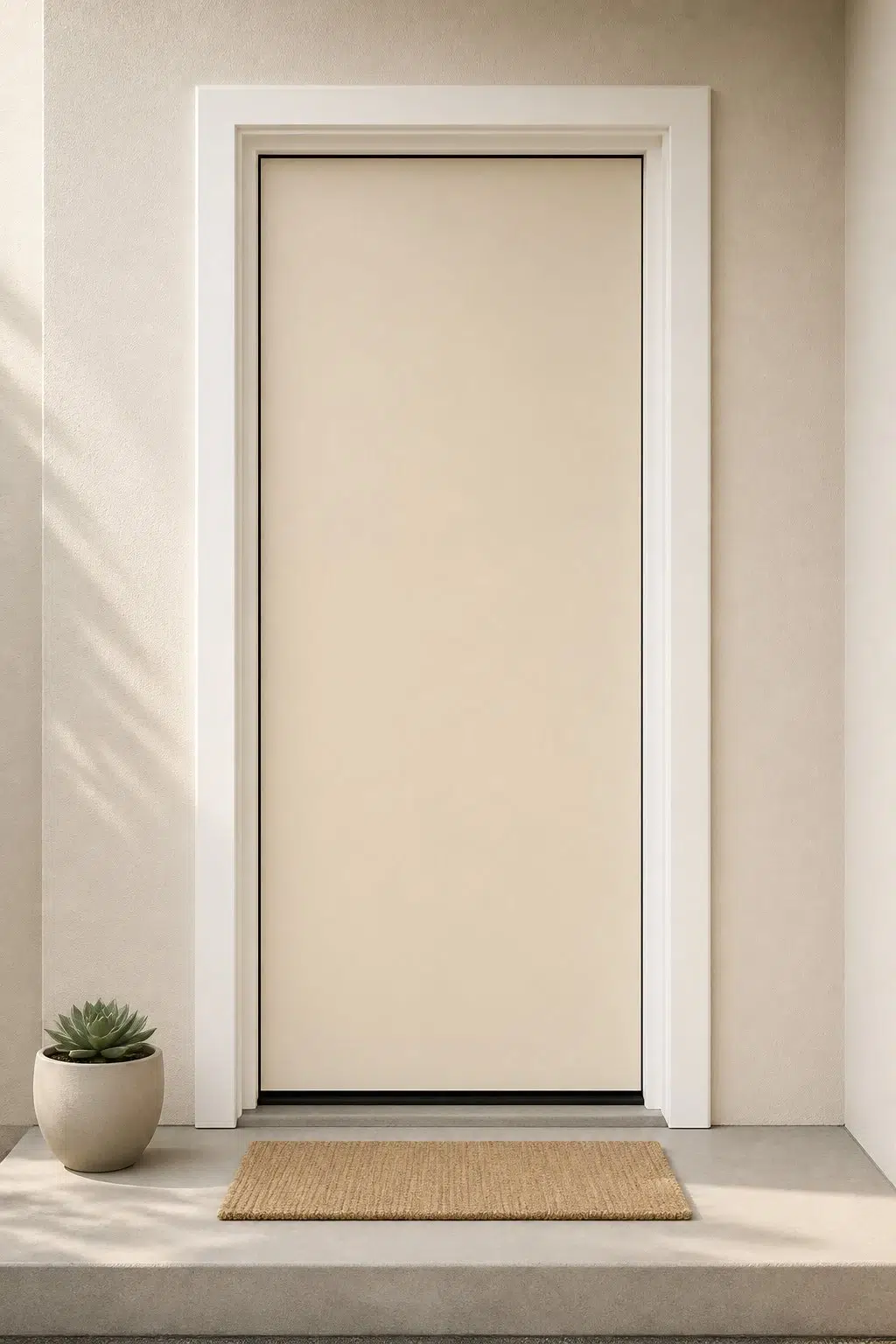 minimalist front door featuring Classical White by Sherwin-Williams