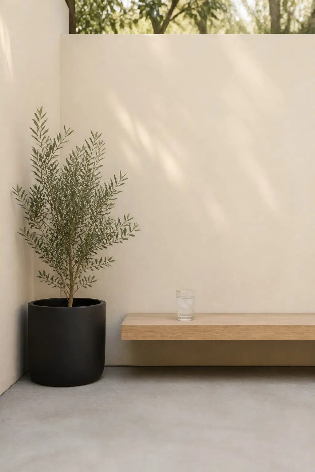 minimalist patio featuring Classical White by Sherwin-Williams