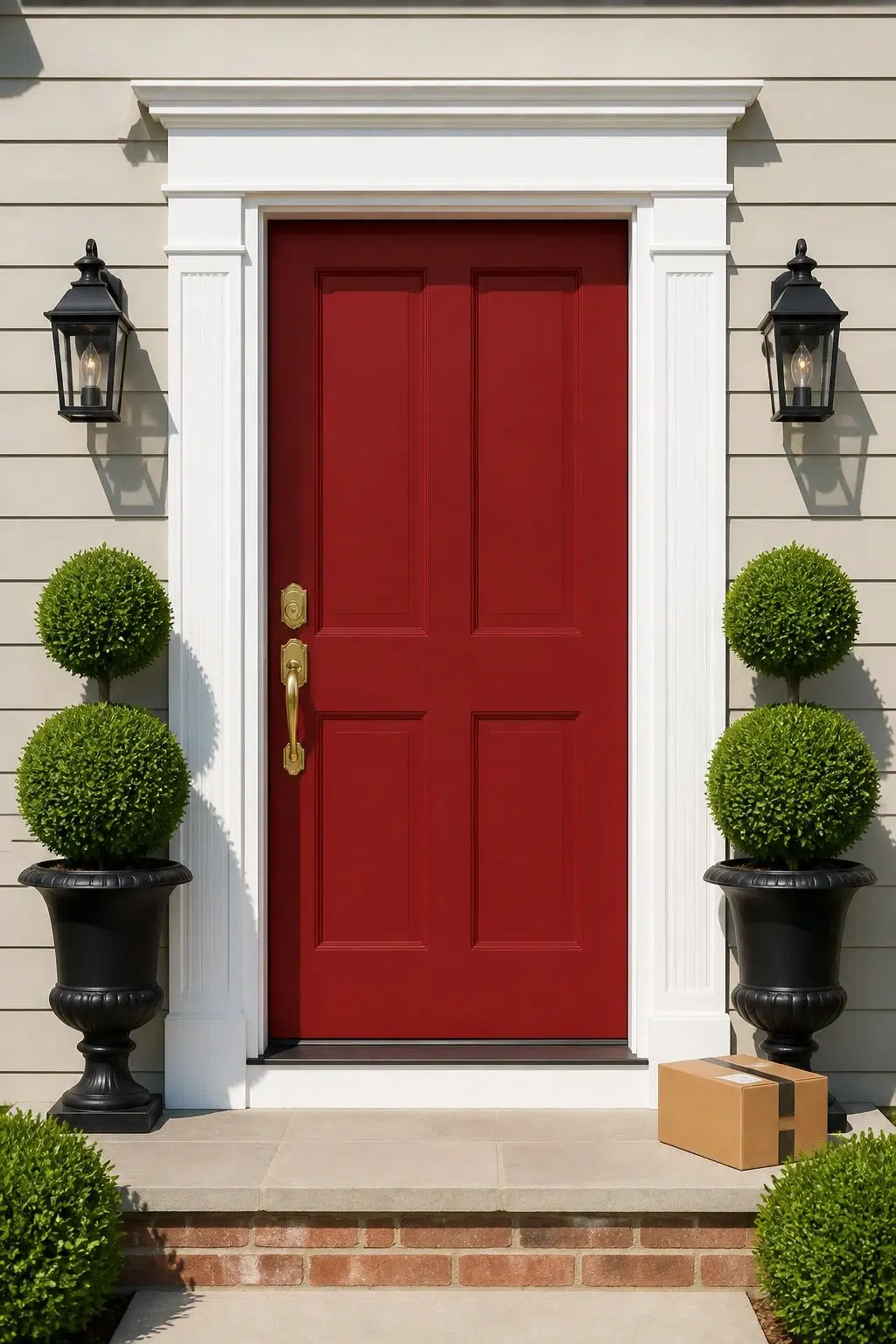 classy front door featuring Classy Red by Sherwin-Williams