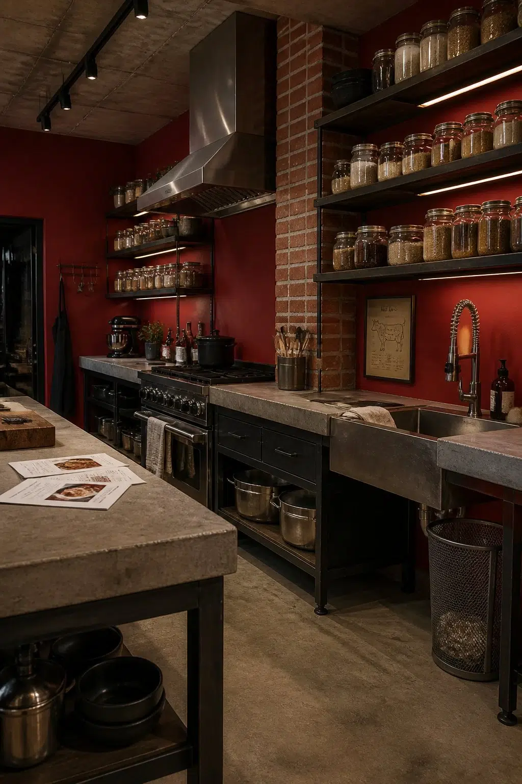 Classy Red — industrial kitchen