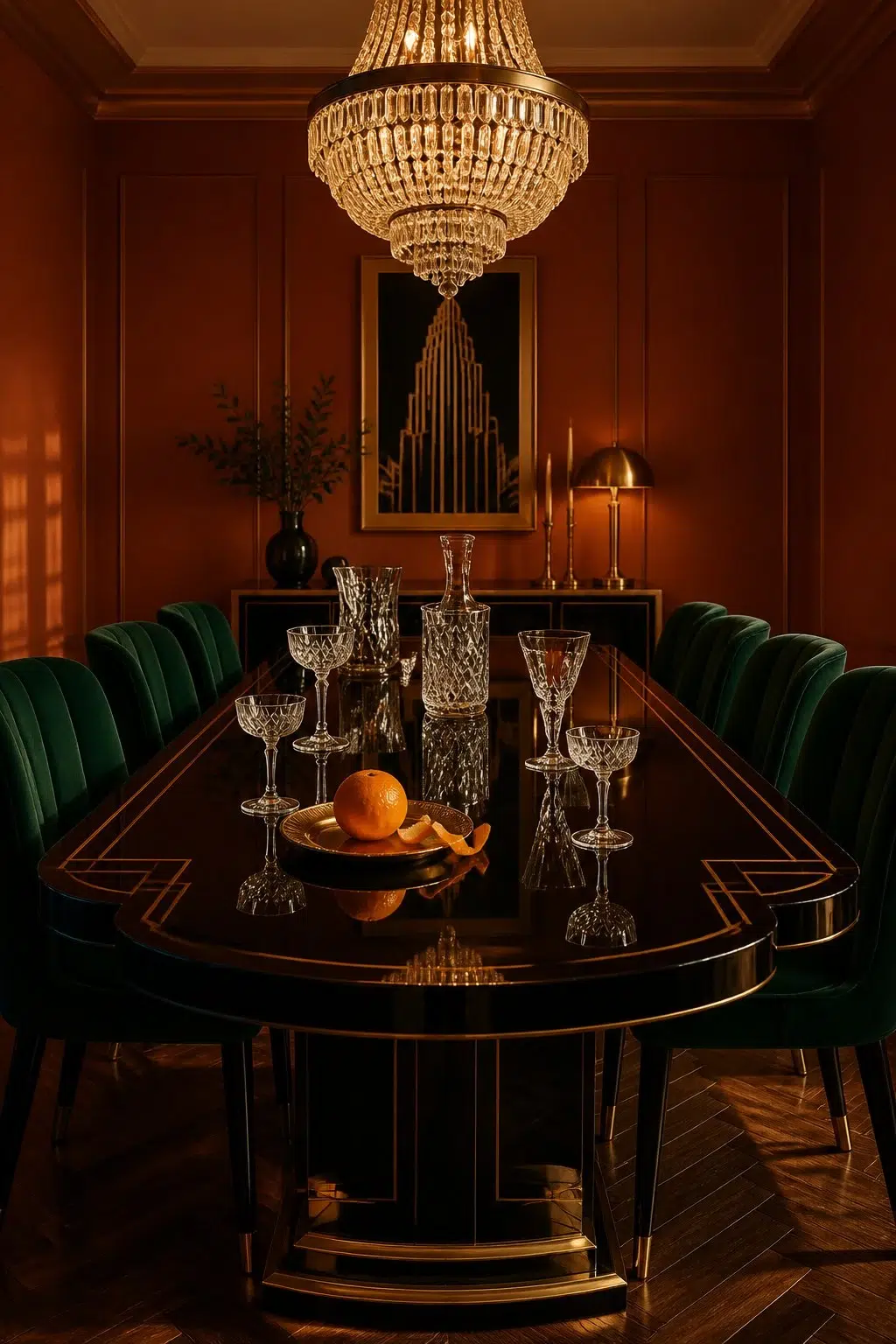 Clay Pot paint in a art deco dining room