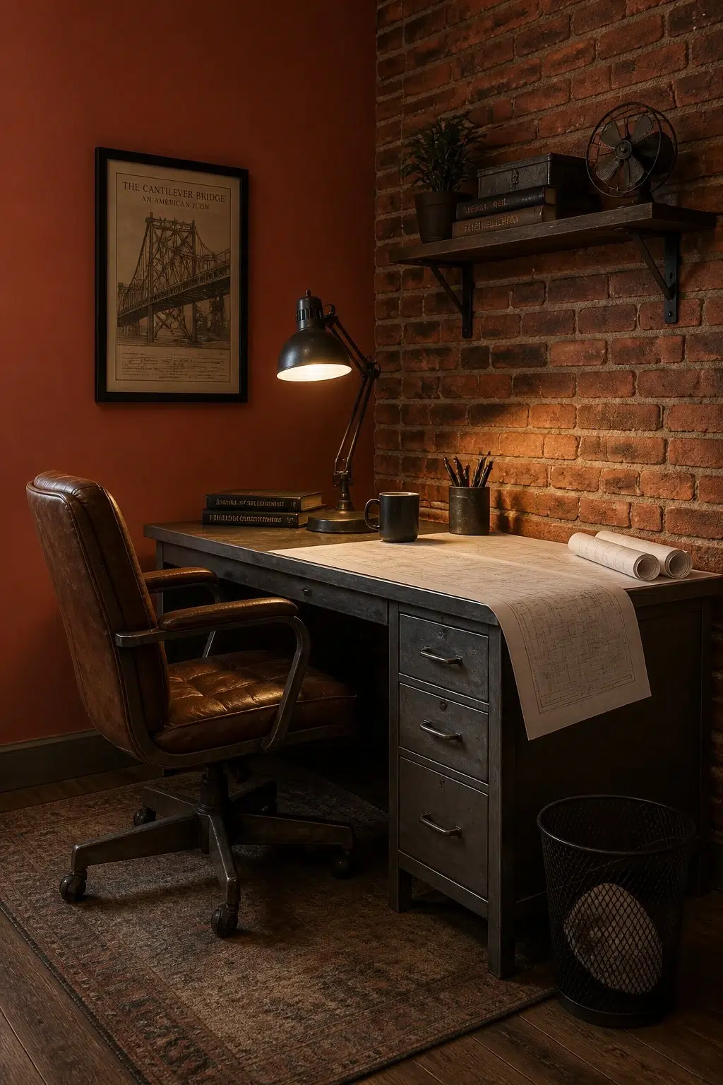 Sherwin-Williams Clay Pot in a industrial home office
