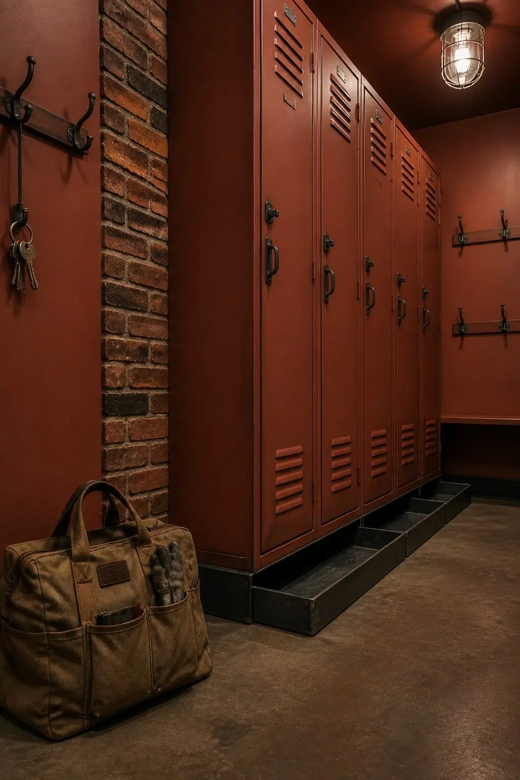Clay Pot paint in a industrial mudroom