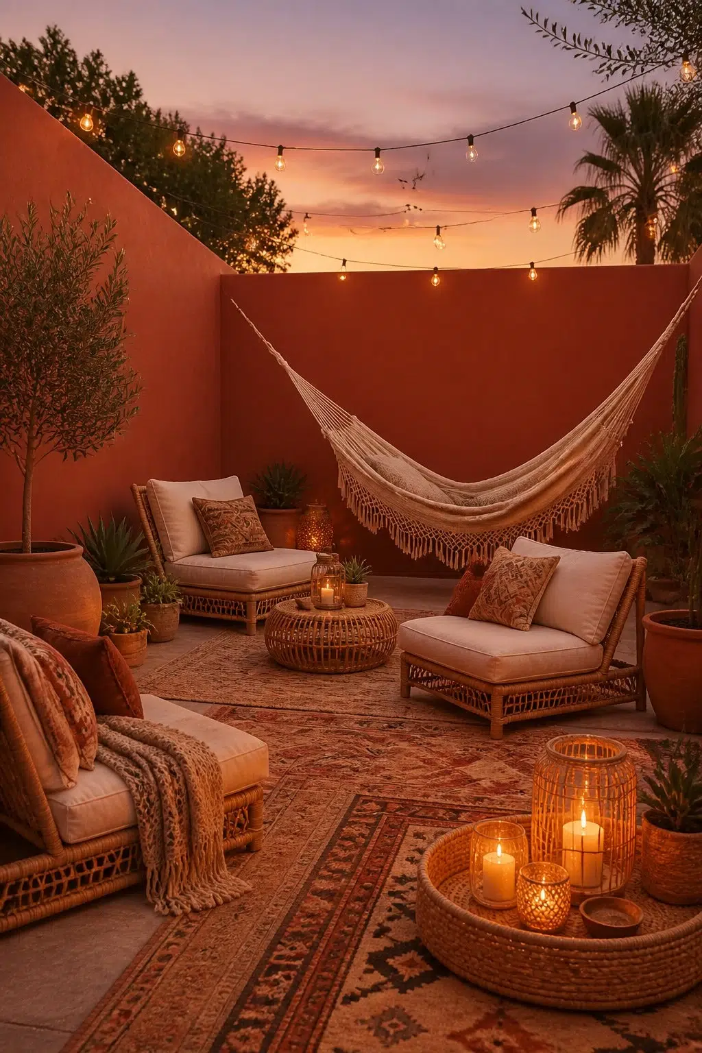 boho patio featuring Clay Pot by Sherwin-Williams