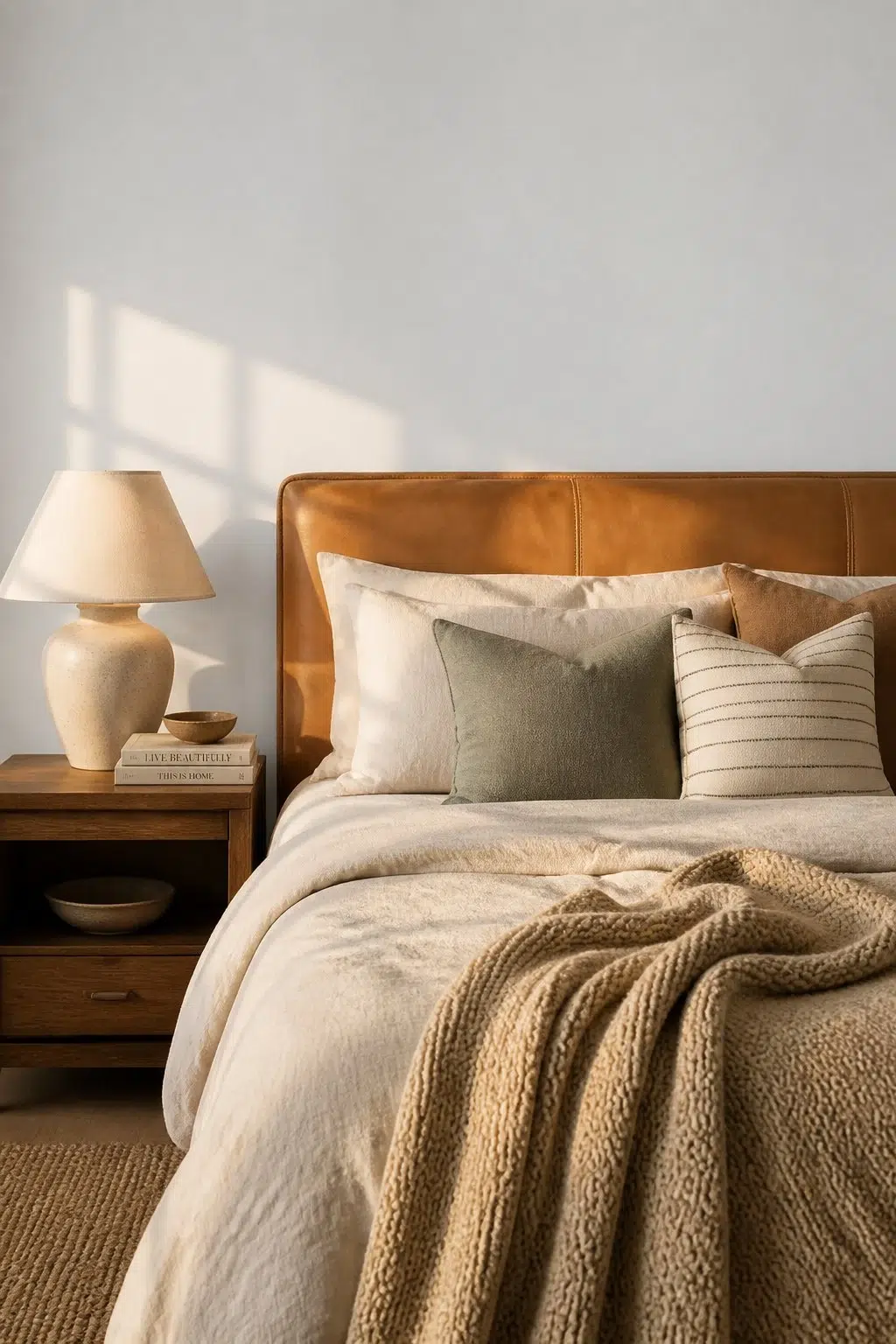 A cozy bedroom painted in Clean Slate