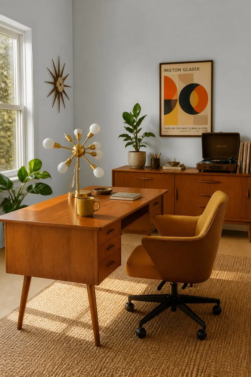 Sherwin-Williams Clean Slate in a mid century home office