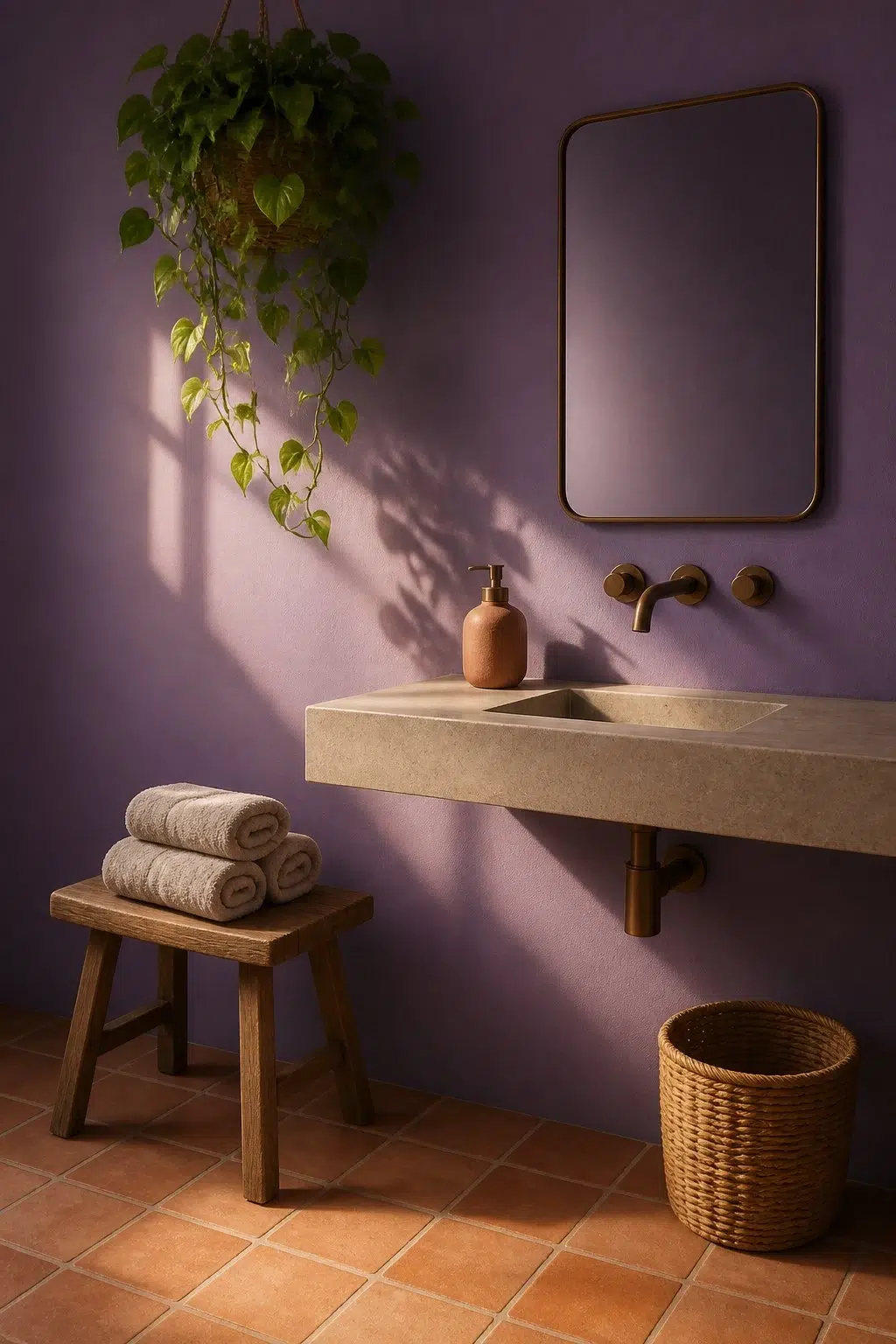Clematis — earthy bathroom