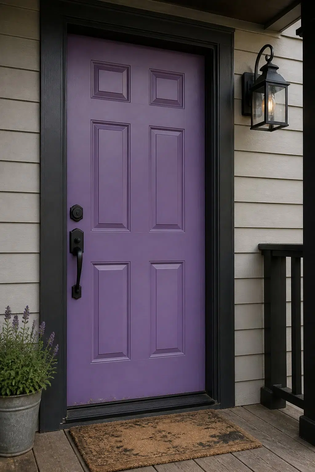 bold front door featuring Clematis by Sherwin-Williams