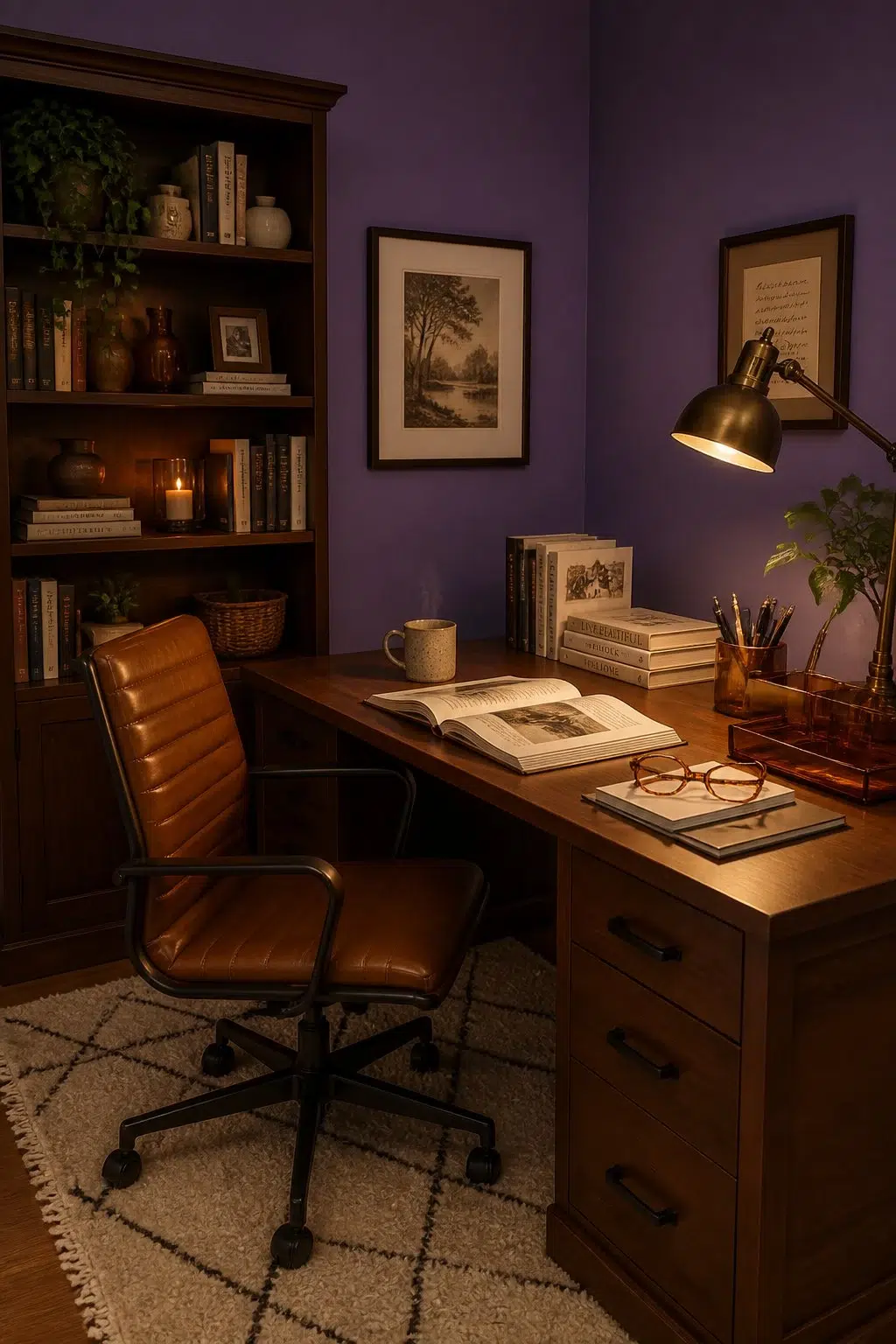 Sherwin-Williams Clematis in a warm home office
