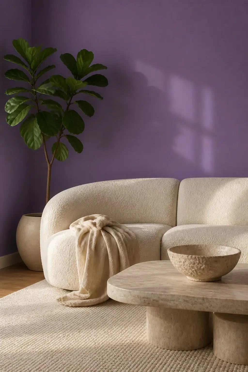 A organic modern living room painted in Clematis