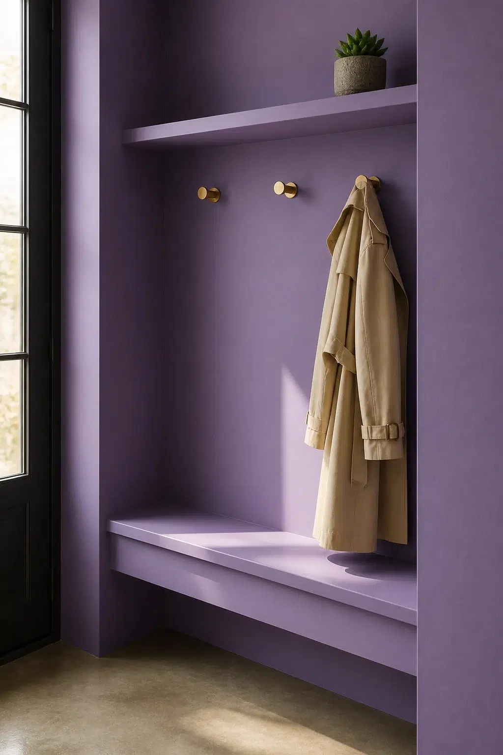Clematis paint in a tiny mudroom