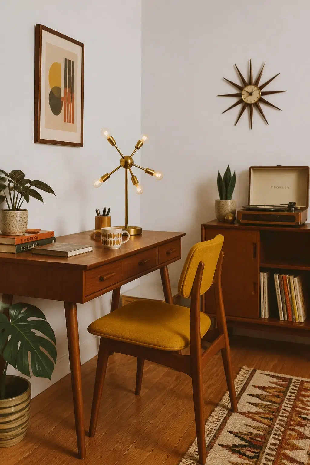 Sherwin-Williams Cloud Nine in a mid century home office