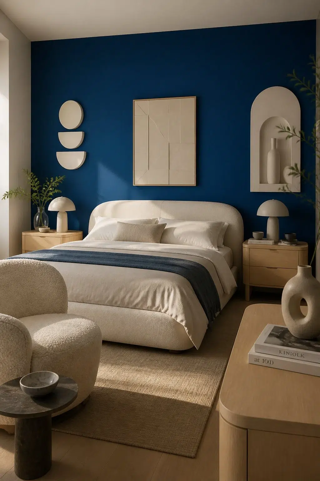 A organic modern bedroom painted in Clover