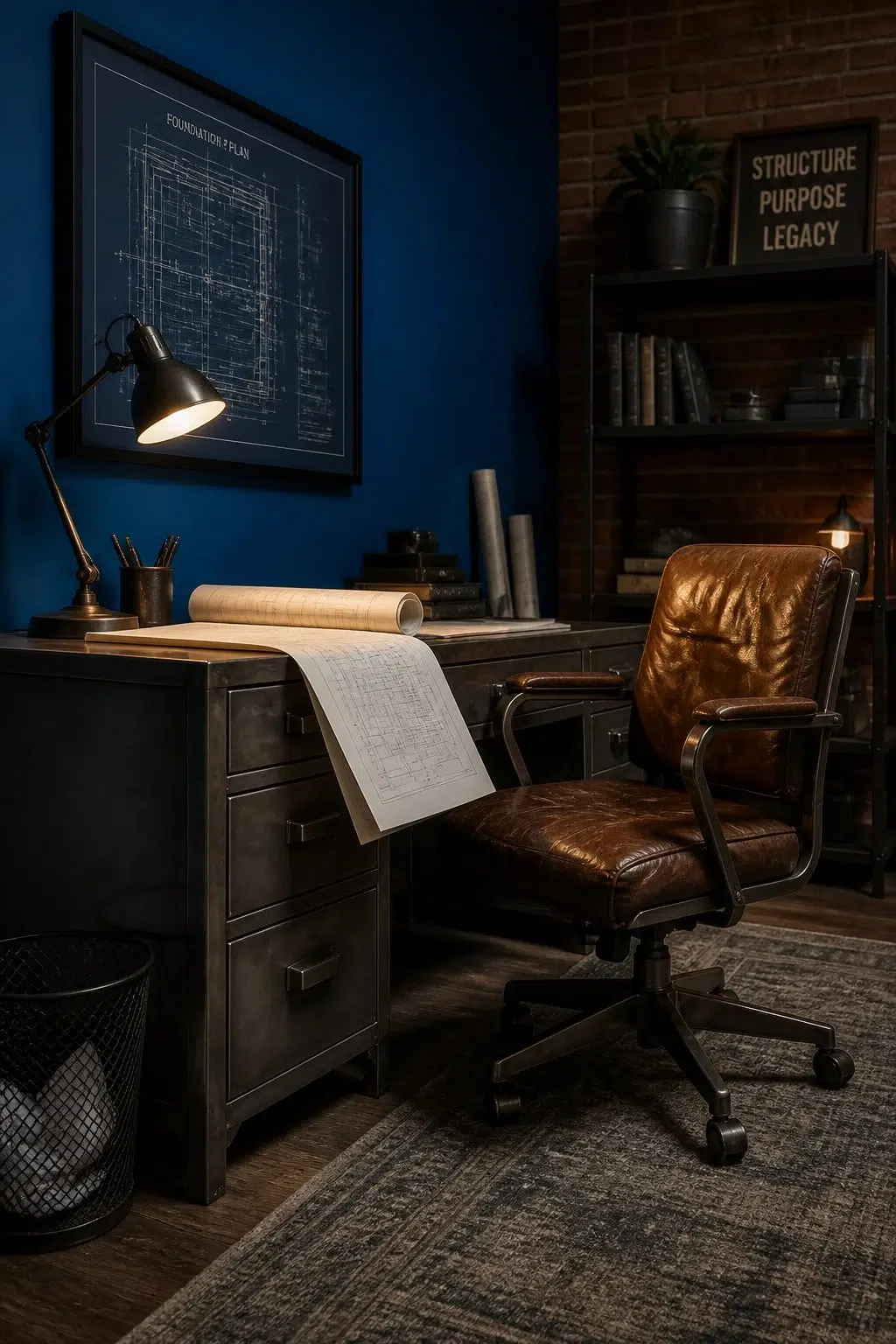 Sherwin-Williams Clover in a industrial home office