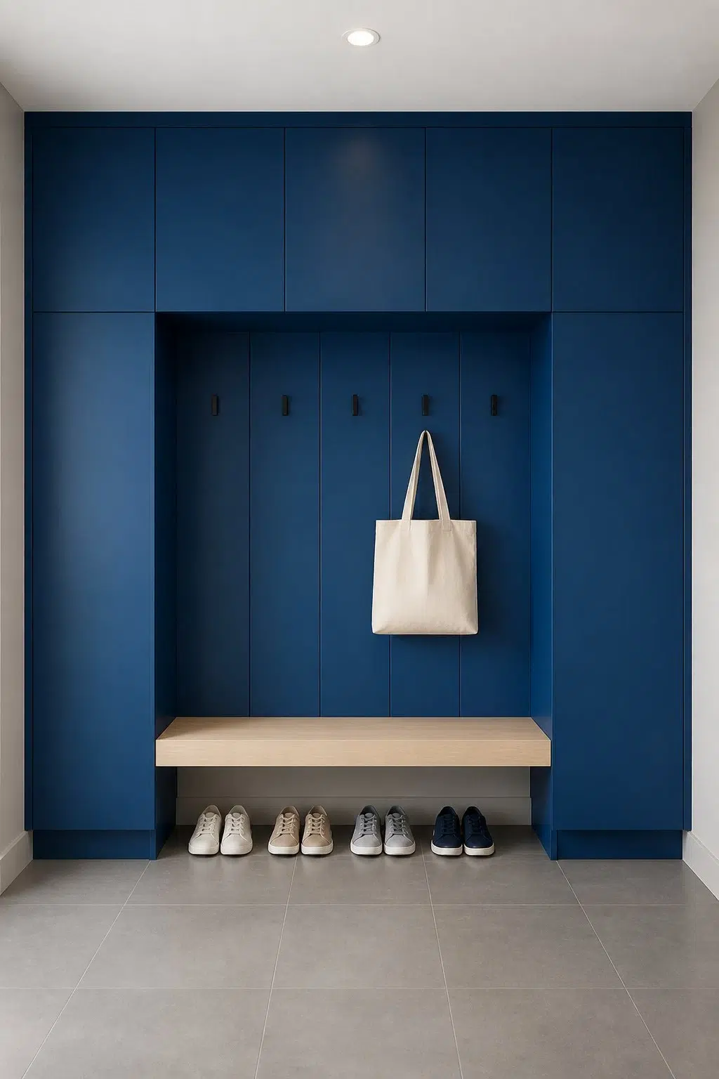 Clover paint in a neutral mudroom
