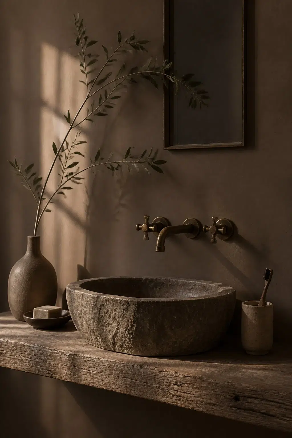 Cobble Brown — wabi-sabi bathroom