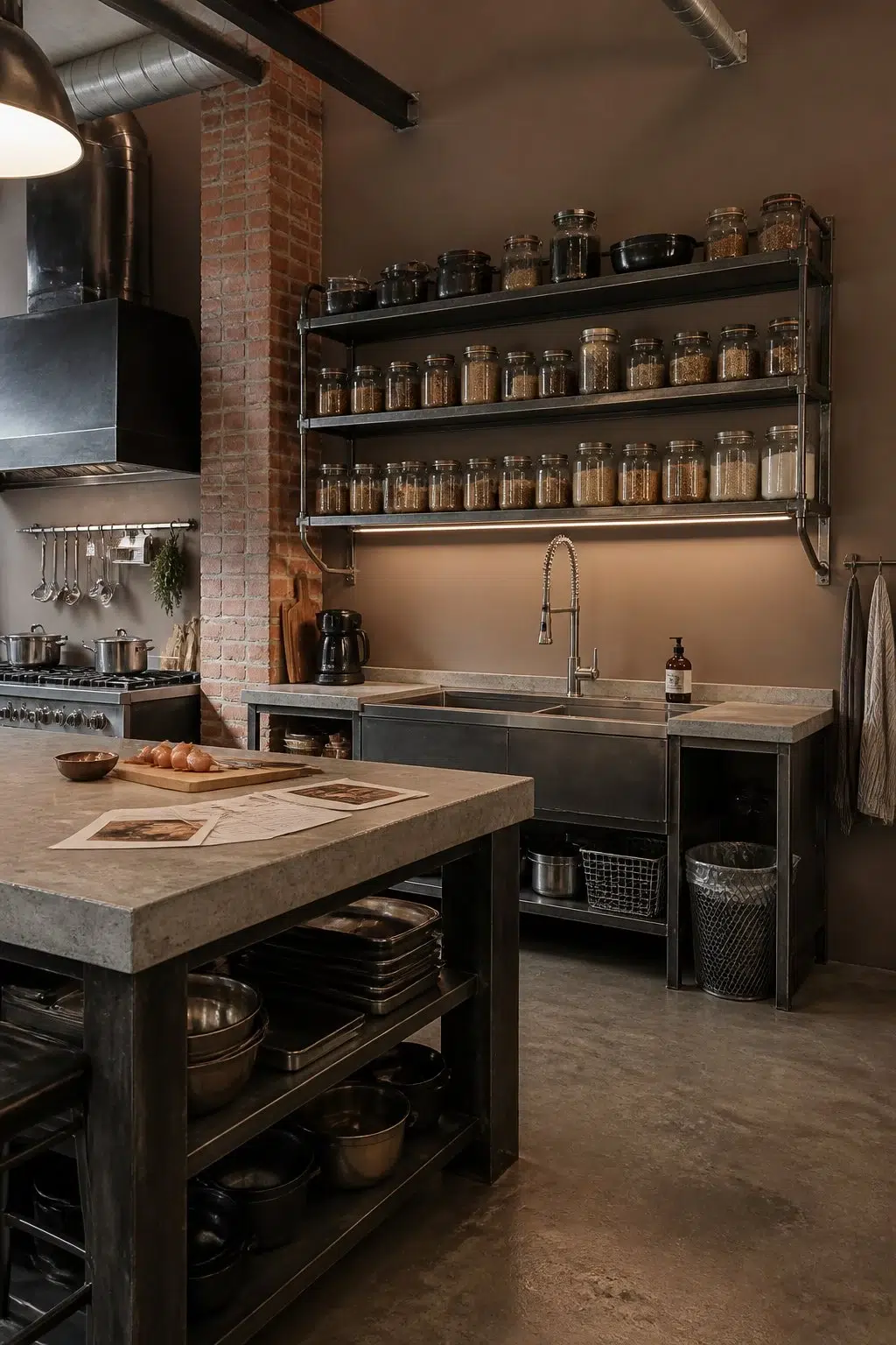Sherwin-Williams Cobble Brown in a industrial kitchen