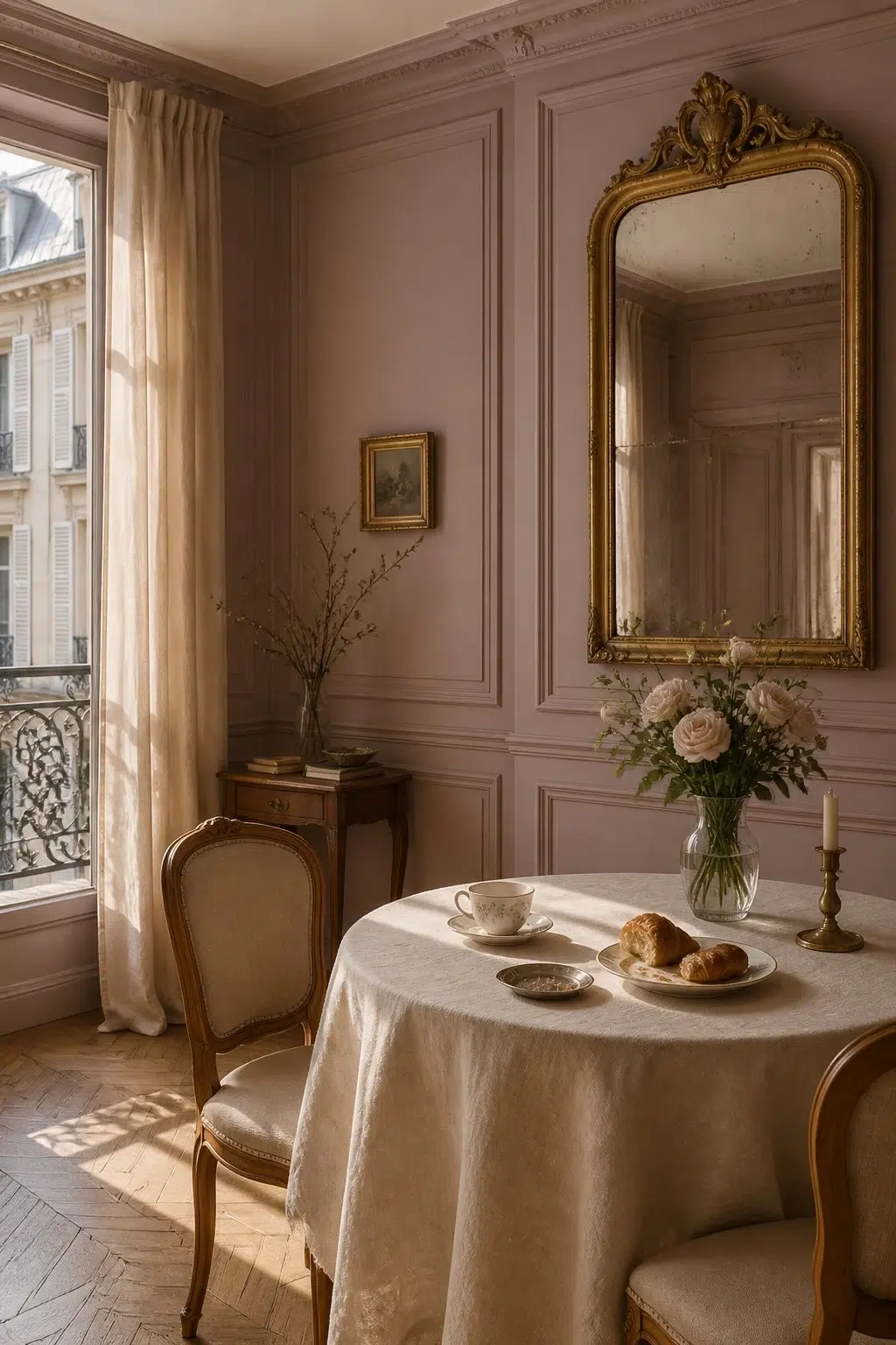 Cocoa Berry paint in a parisian dining room