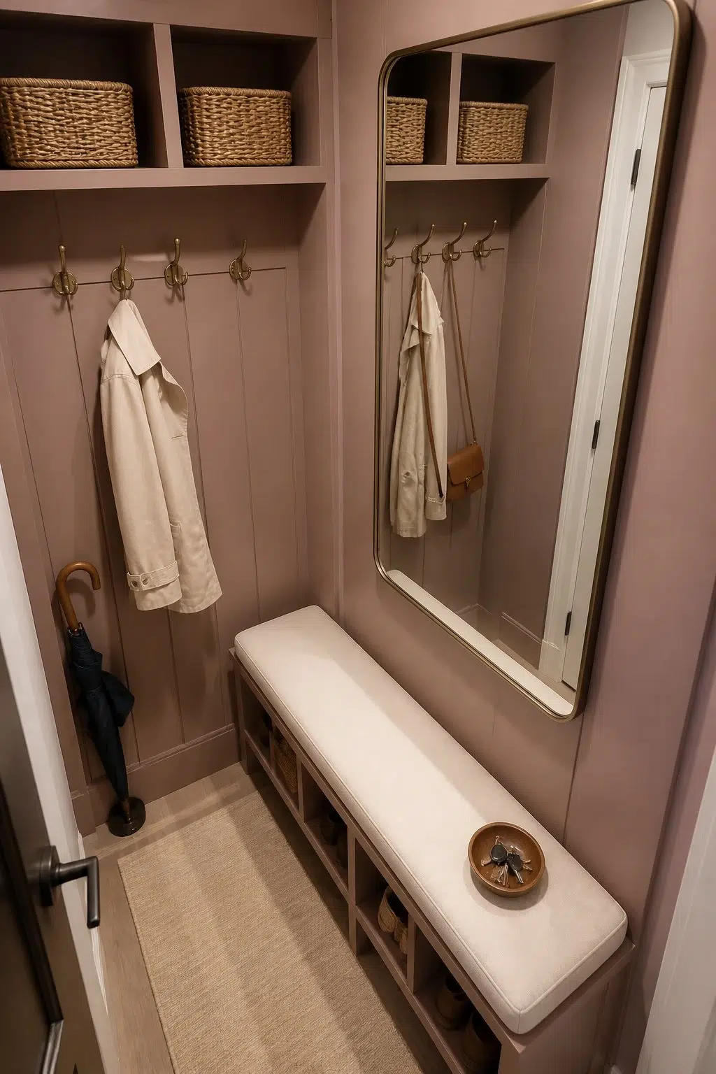 Cocoa Berry paint in a small mudroom