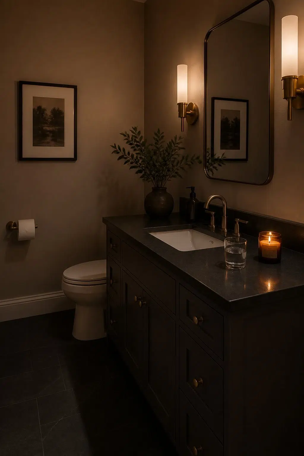 Cocoa Whip — moody bathroom