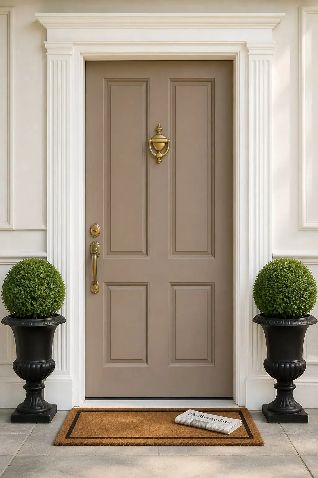 traditional front door featuring Cocoa Whip by Sherwin-Williams