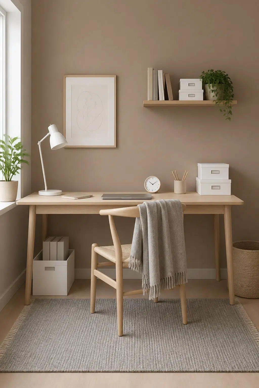 Sherwin-Williams Cocoa Whip in a scandinavian home office