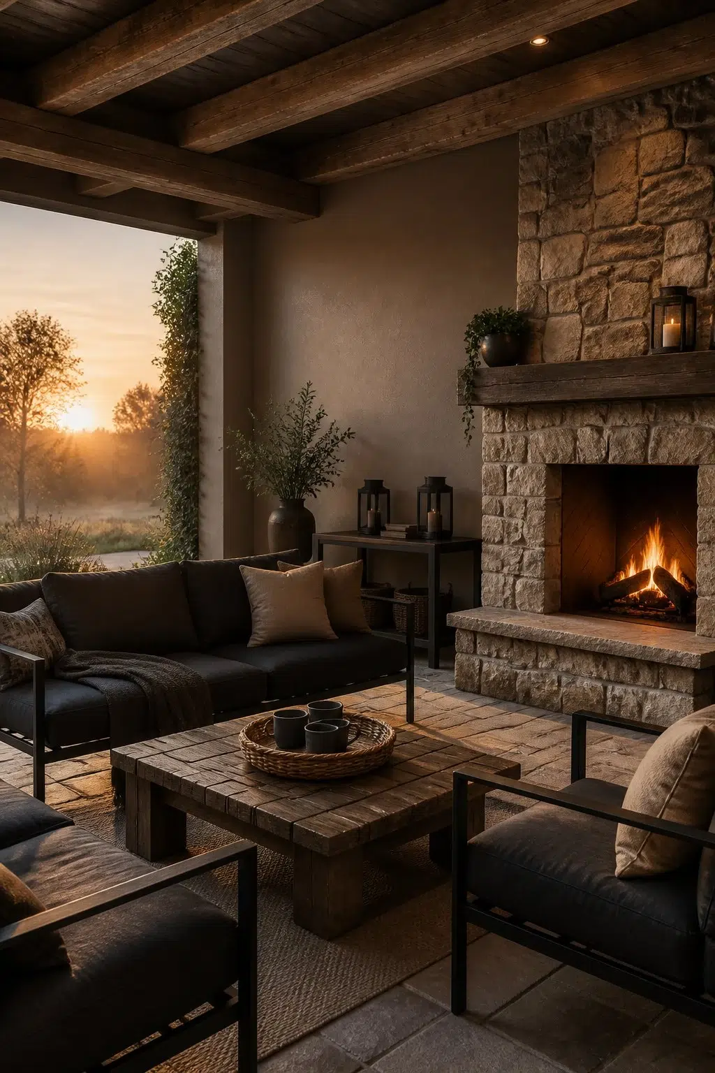 rustic modern patio featuring Cocoa Whip by Sherwin-Williams