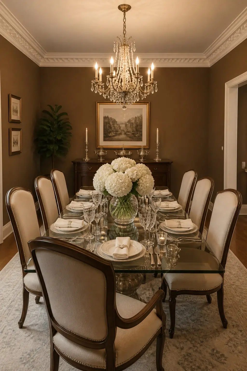 Coconut Husk paint in a elegant dining room