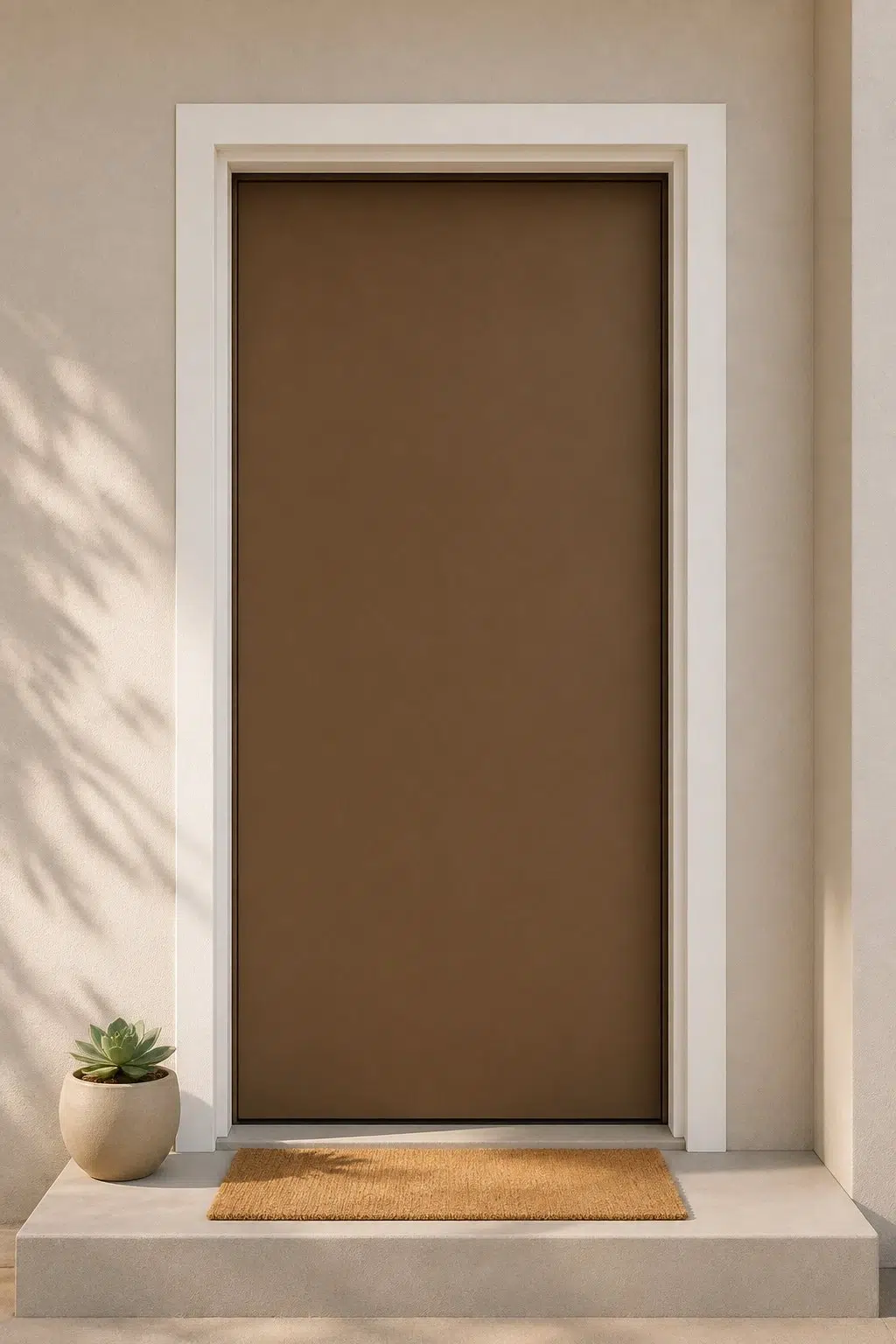 minimalist front door featuring Coconut Husk by Sherwin-Williams
