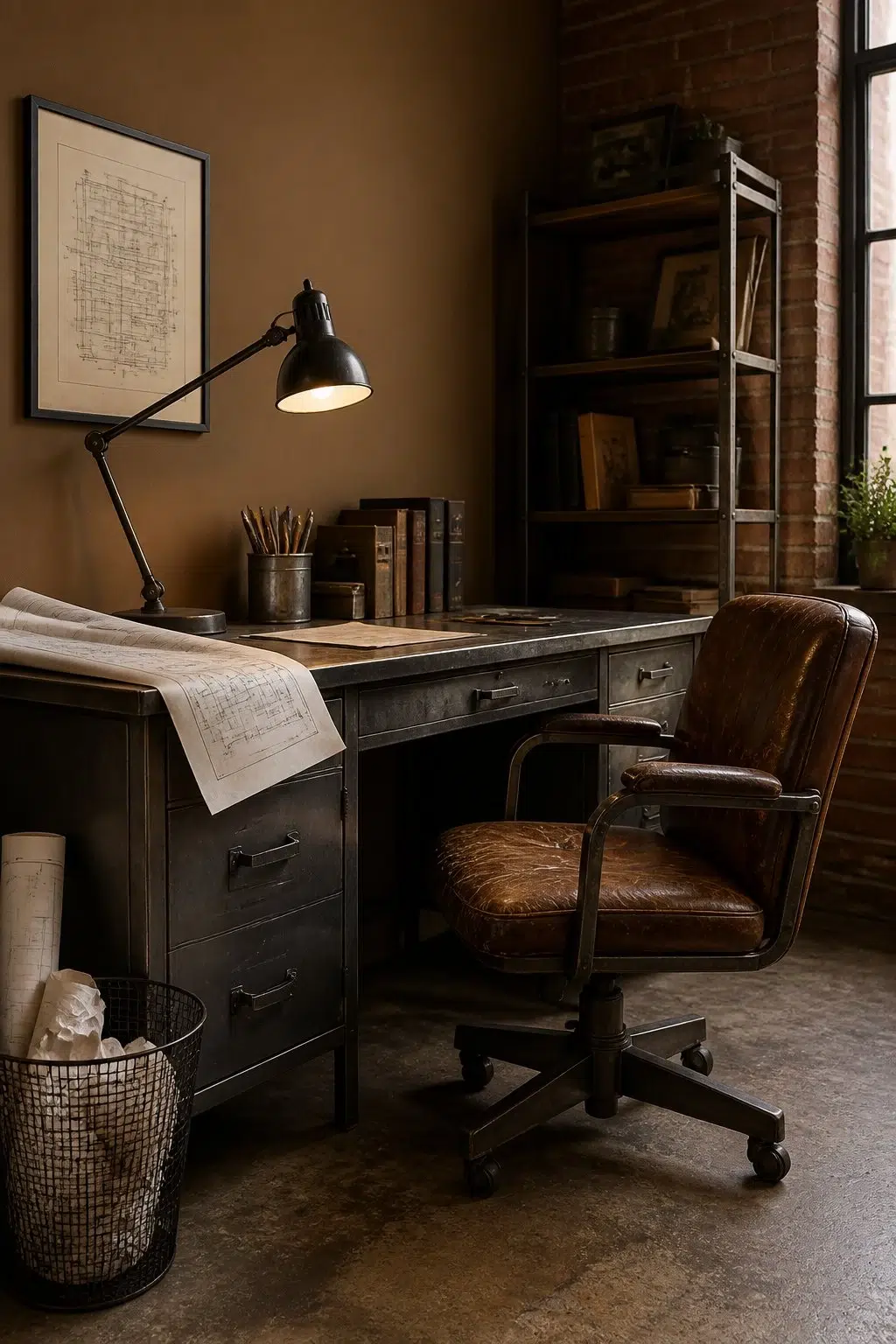 Sherwin-Williams Coconut Husk in a industrial home office