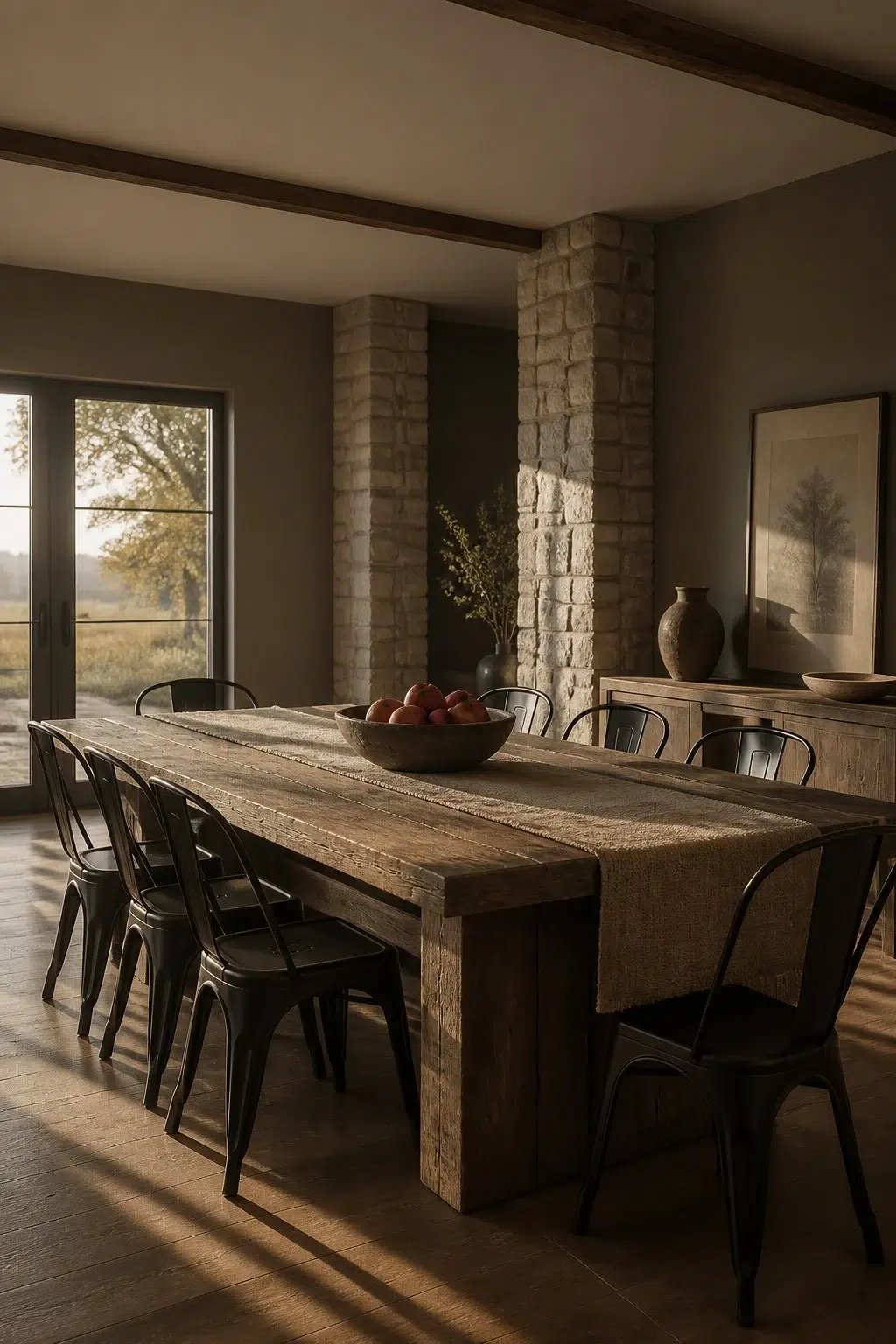 Cocoon paint in a rustic modern dining room