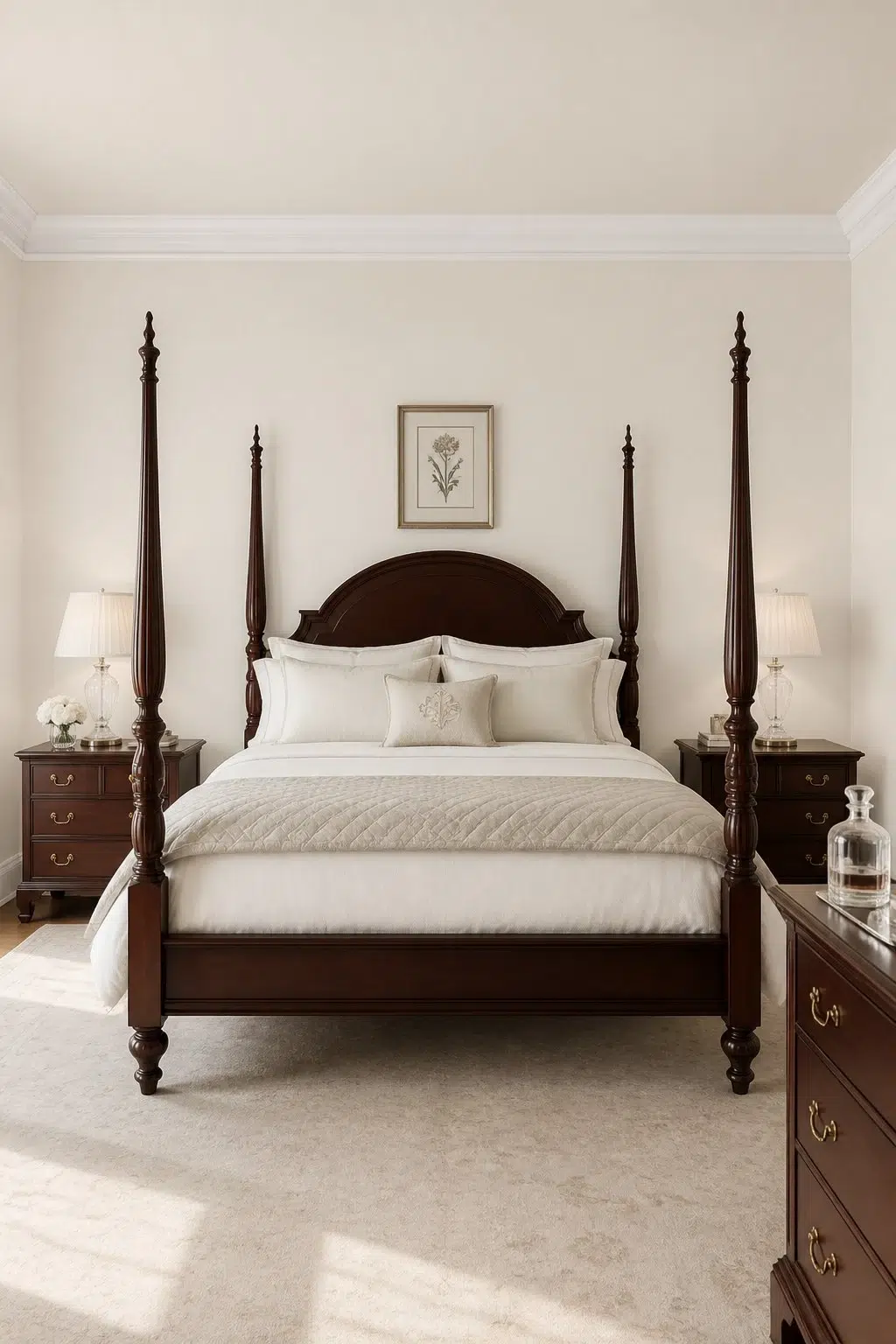 A traditional bedroom painted in Cold Foam
