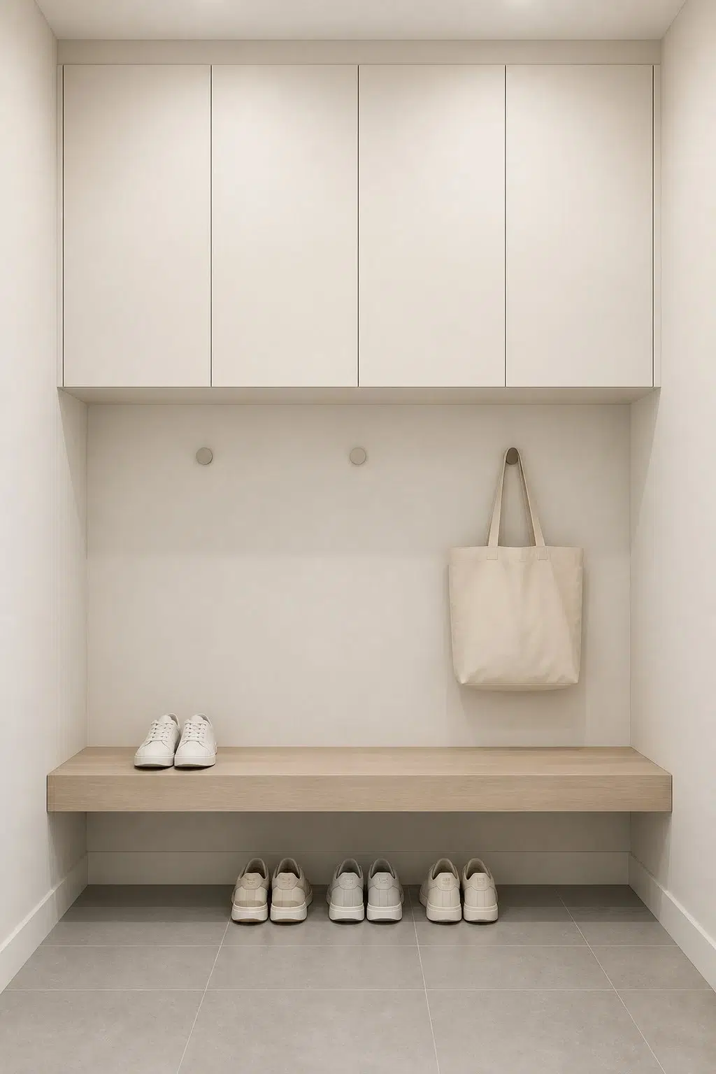 Cold Foam paint in a neutral mudroom