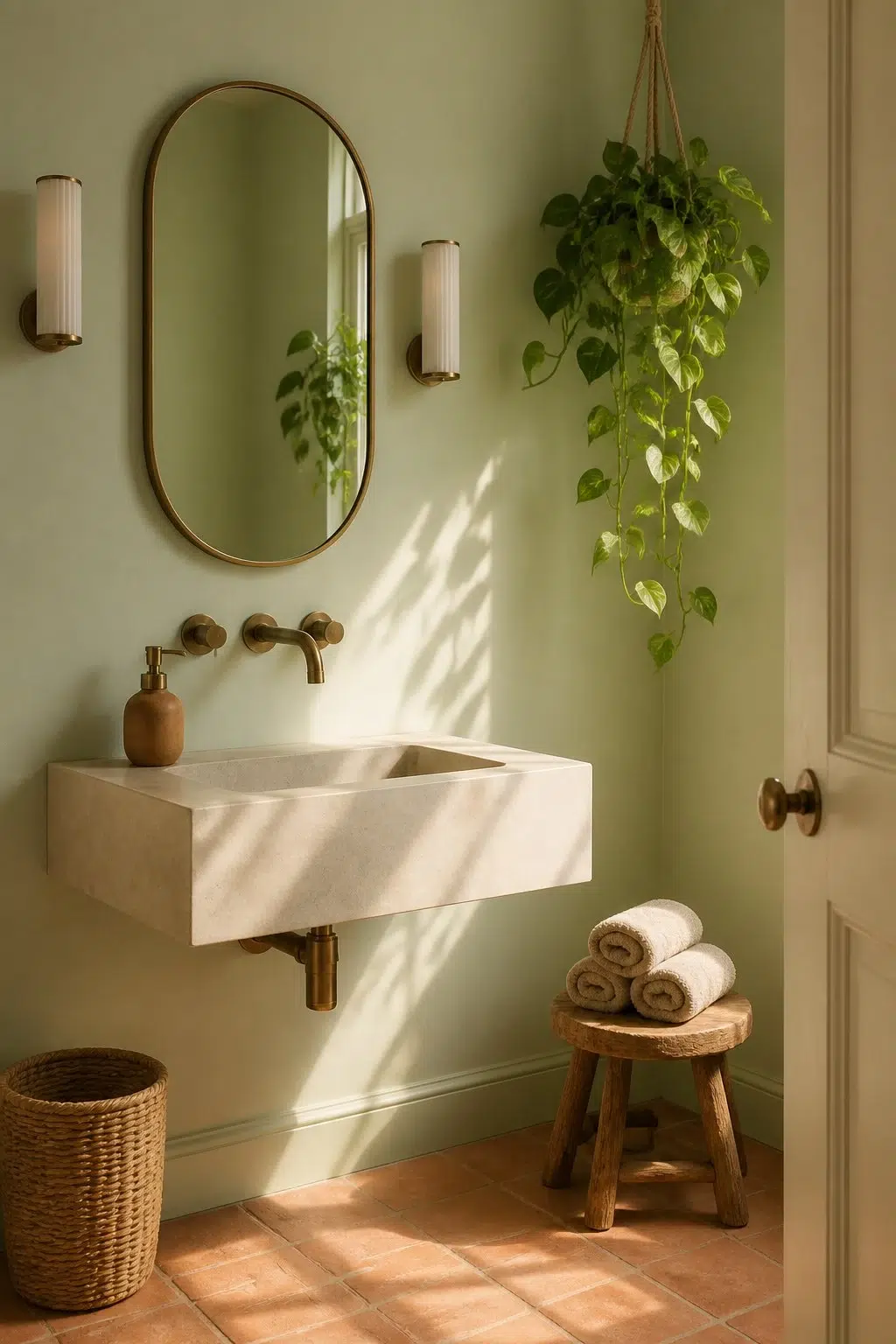 Colonial Revival Sea Green — earthy bathroom