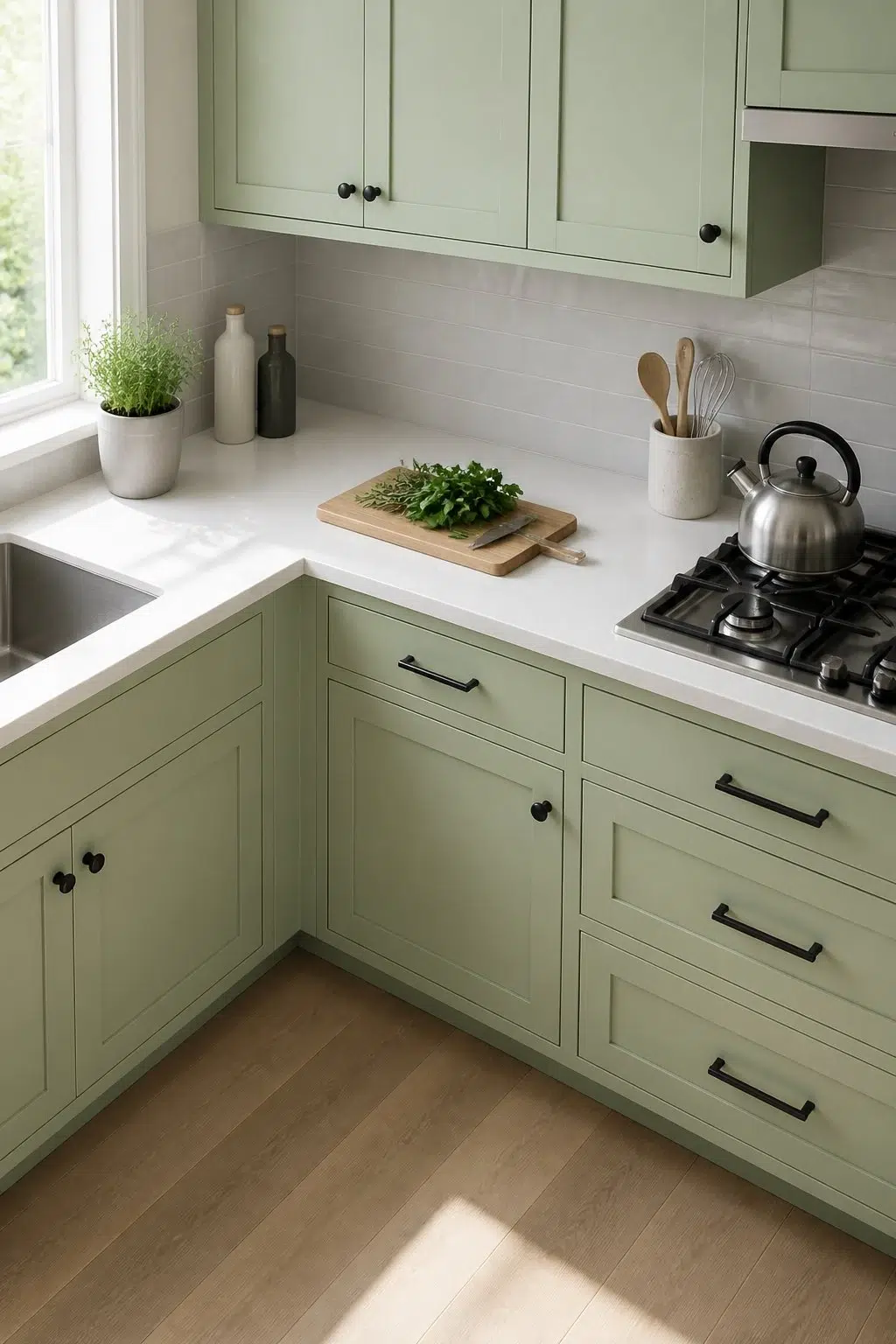 Colonial Revival Sea Green — contemporary kitchen