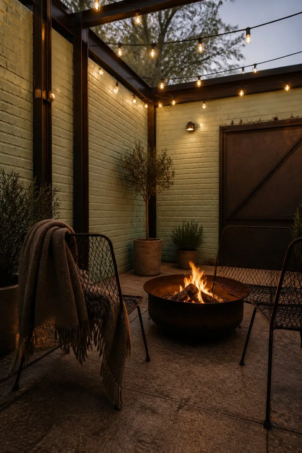 industrial patio featuring Colonial Revival Sea Green by Sherwin-Williams